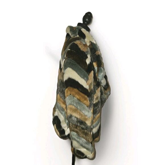 Beulah Faux Fur Coat Multicolor Brown/Gray Size S/M - Picture 3 of 10